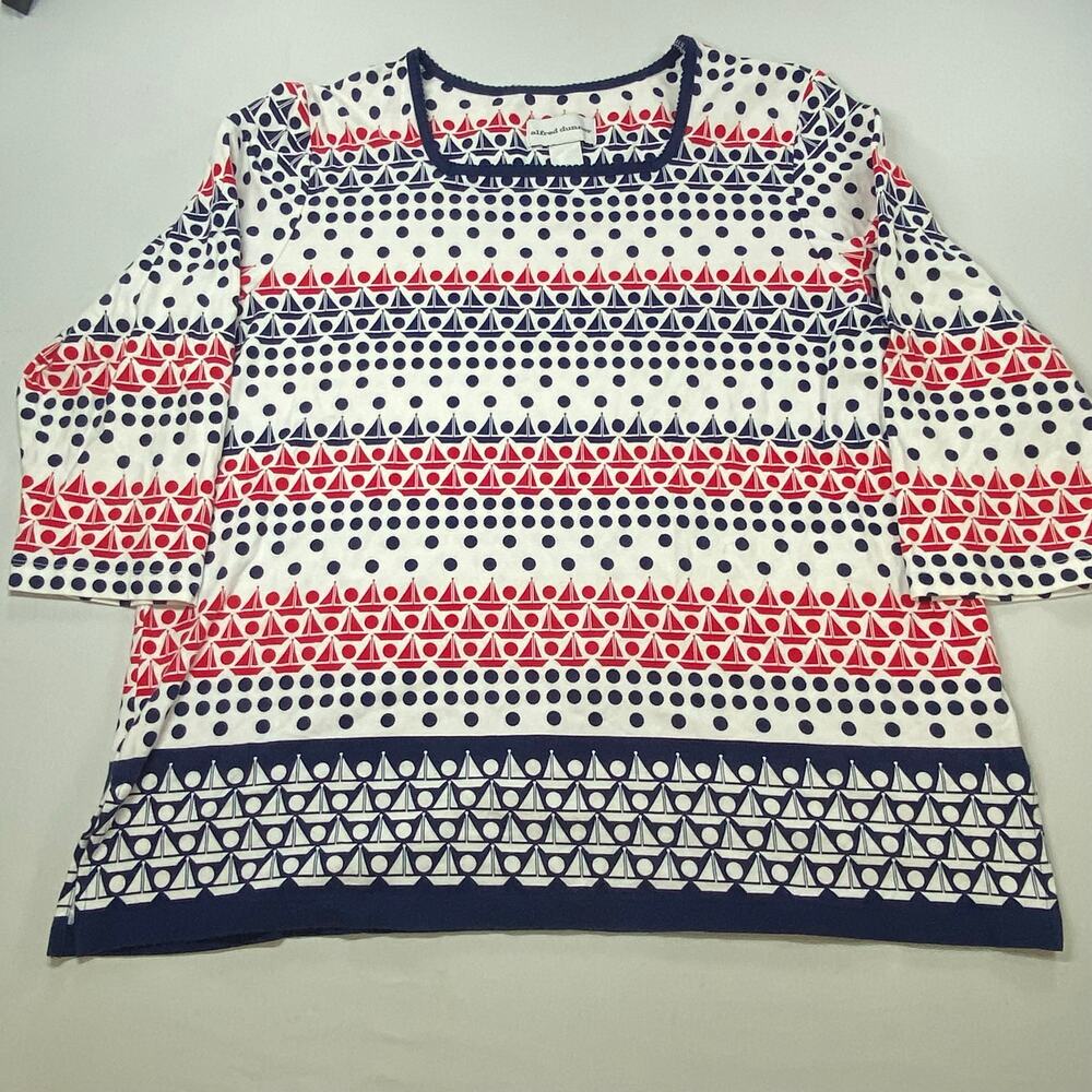 Alfred Dunner Nautical Sailboat Top • Square Neck • Size Large
